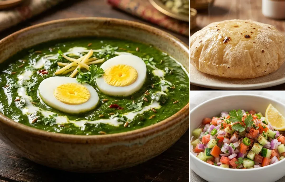 Palak Egg Curry with Phulka