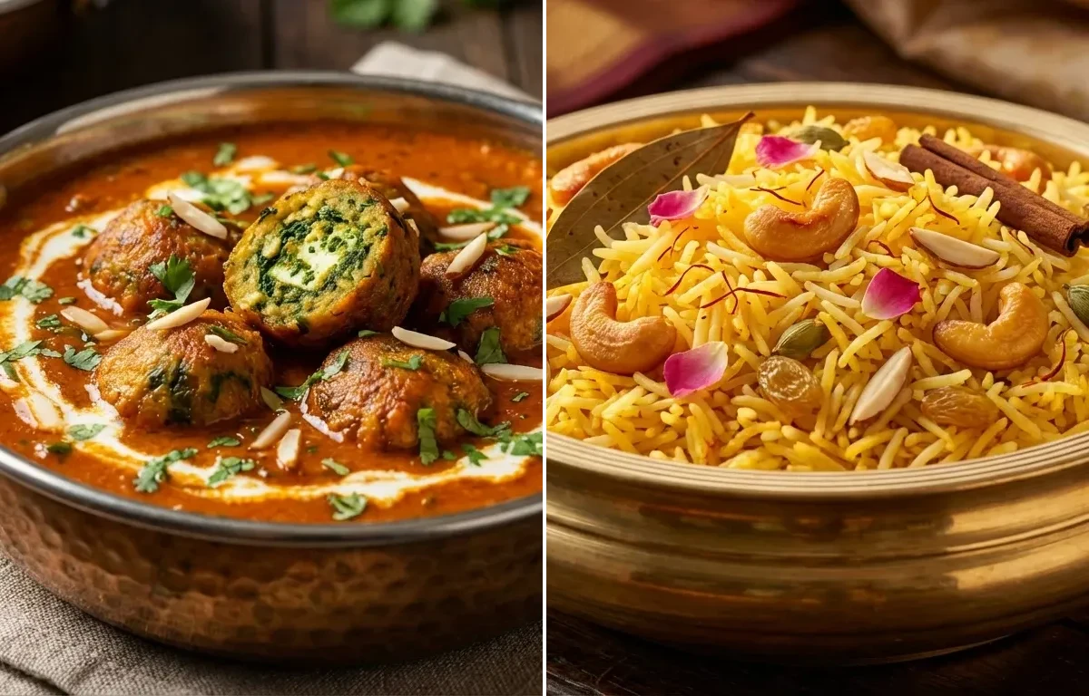 Palak Kofta Curry with Kesar Pulao