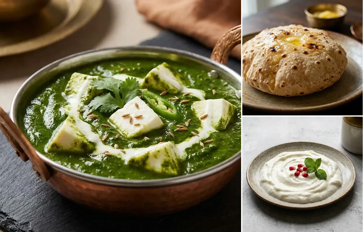 Palak paneer + Phulka + Curd