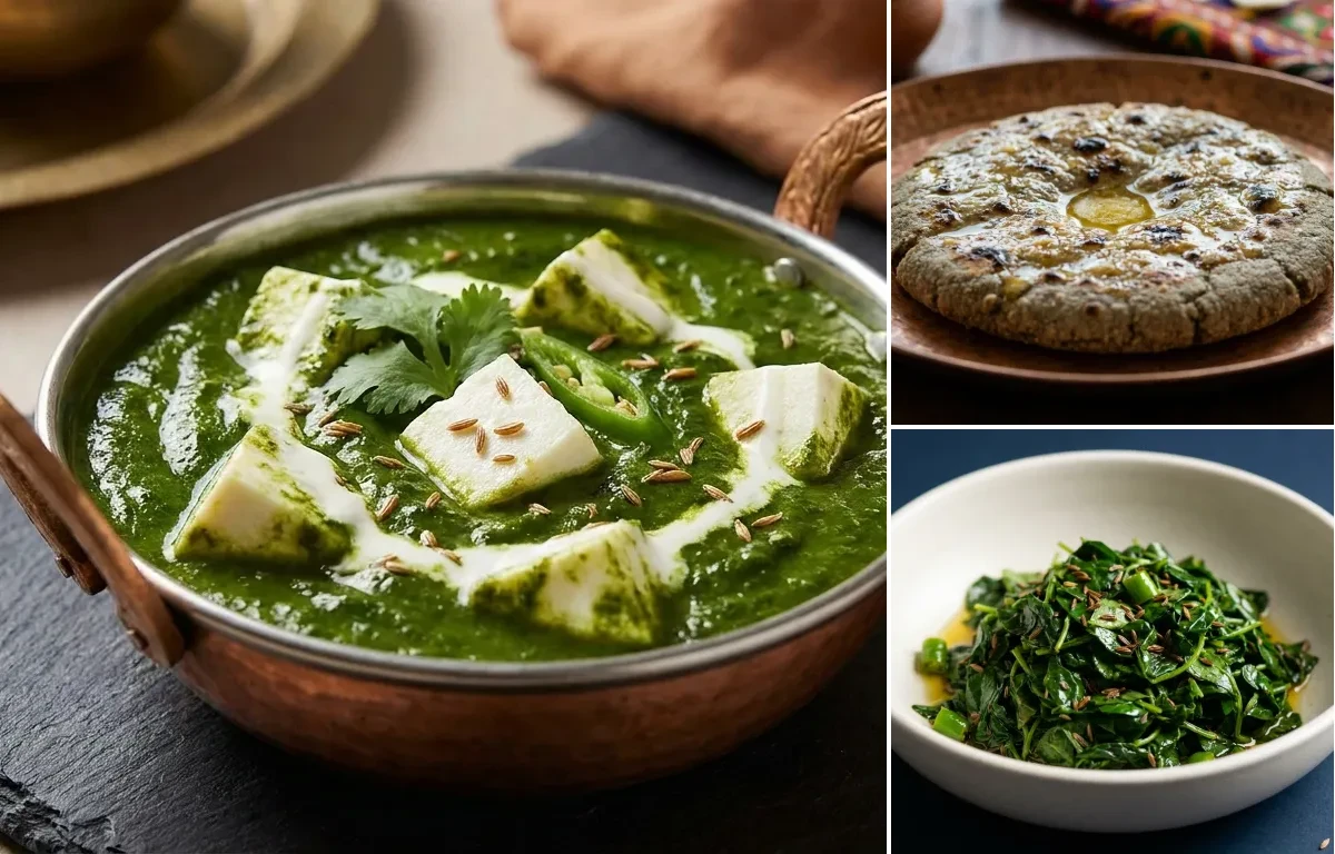 Palak Paneer with Bajra Roti with Sautéed Methi