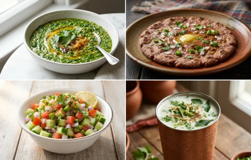 Palak Toor Dal with Steamed White Rice with Ragi Roti with Kachumber with Chaas