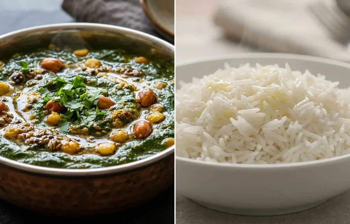 Palakachi Patal Bhaji with Steamed Basmati Rice