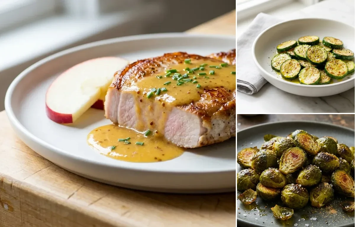 Pan Seared Pork Chops with Apple Mustard Pan Sauce
