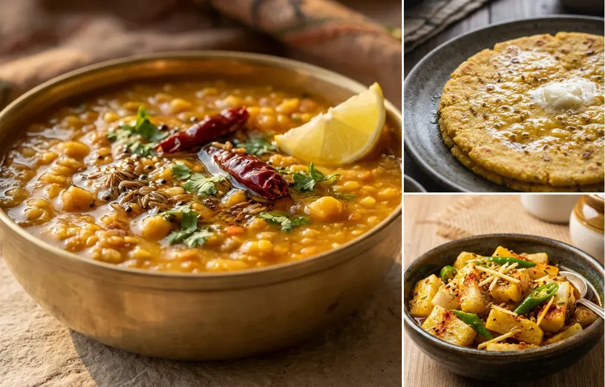 Panchmel Dal with Makki di Roti and Mooli ka Achar