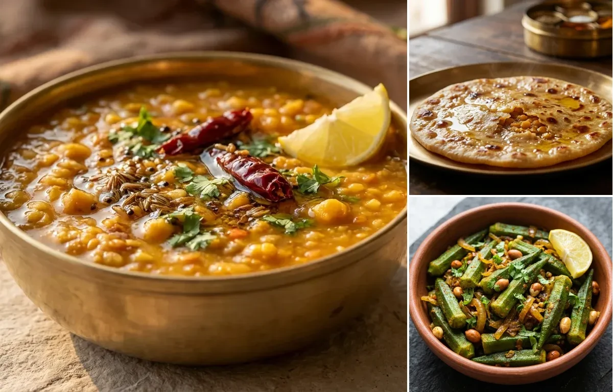 Panchmel Dal with Puran Poli and Bhendi Bhaji