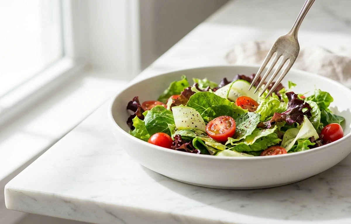 Paneer and Vegetable Skewers with Mixed Greens Salad