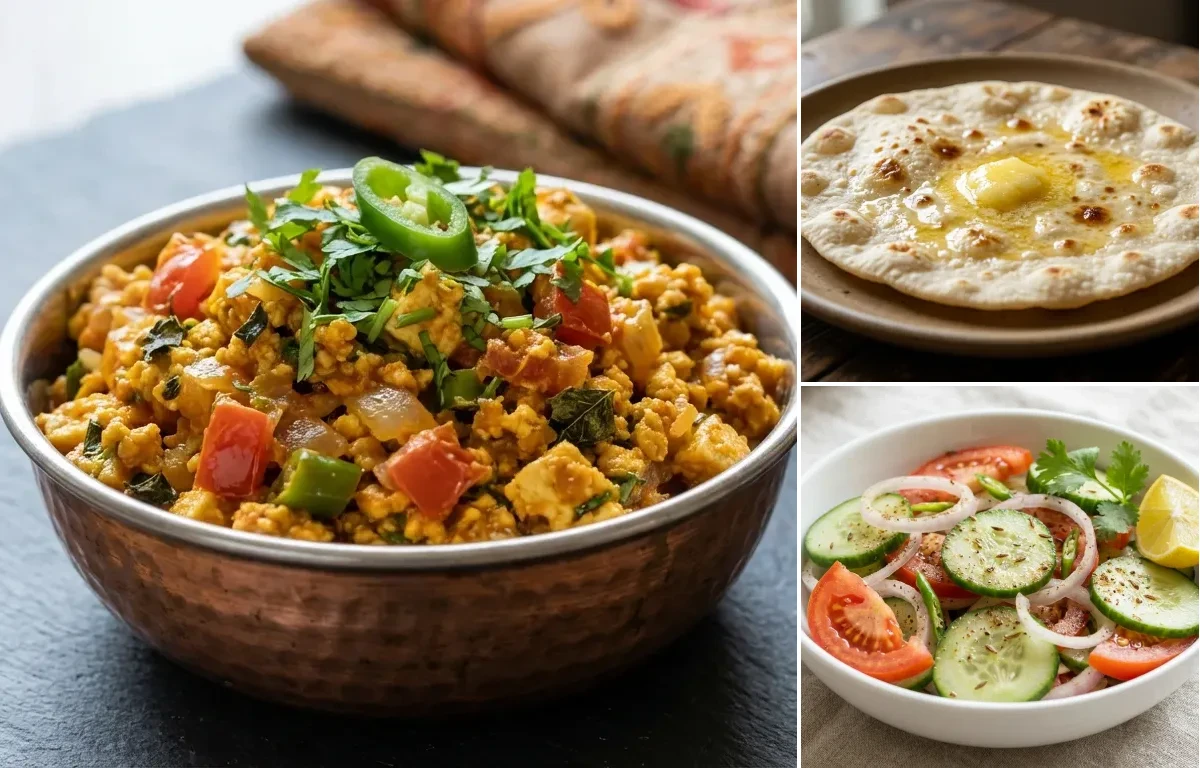 Paneer Bhurji with Jowar Roti with Green Salad