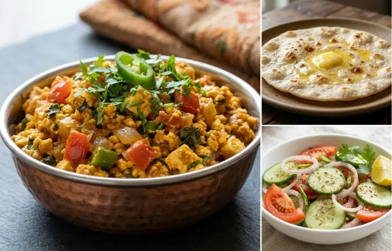Paneer Bhurji with Jowar Roti with Green Salad