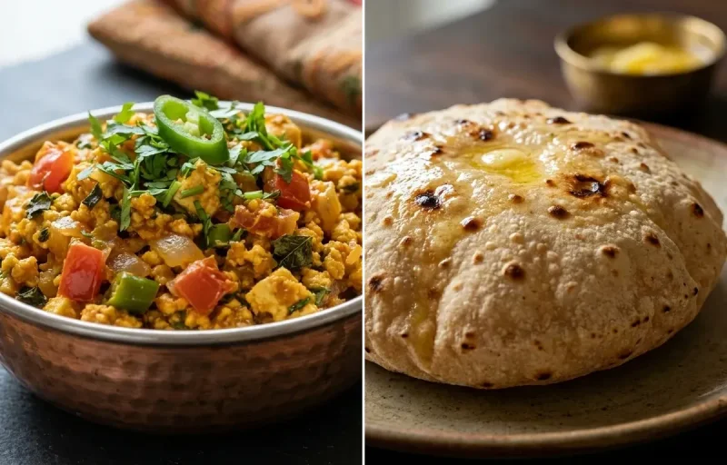 Paneer Bhurji with Phulka and Sattu Drink Spiced