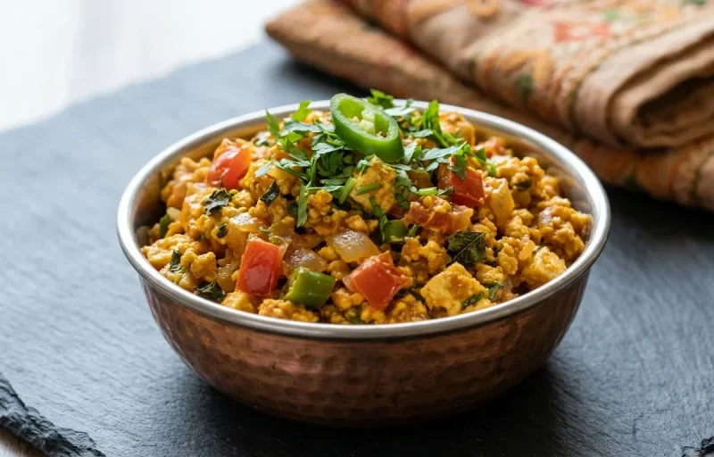 Paneer Bhurji with Phulka Plate and Plain Buttermilk Spiced