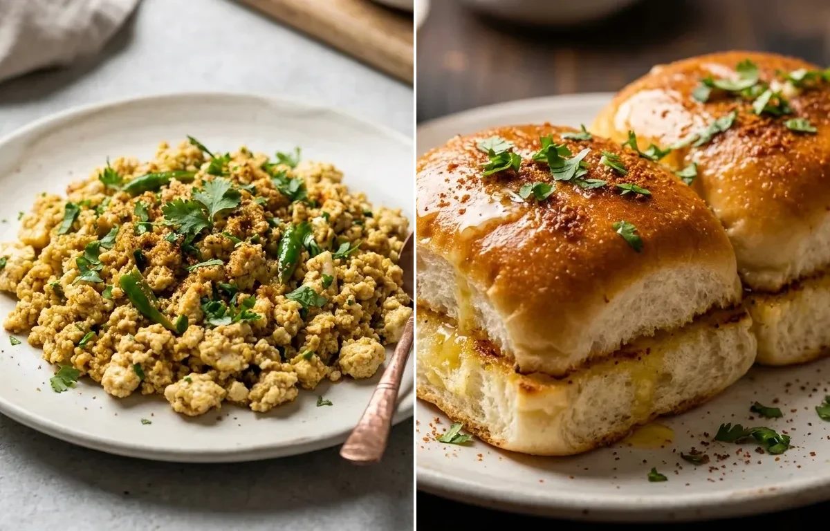 Paneer Bhurji with Toasted Pav