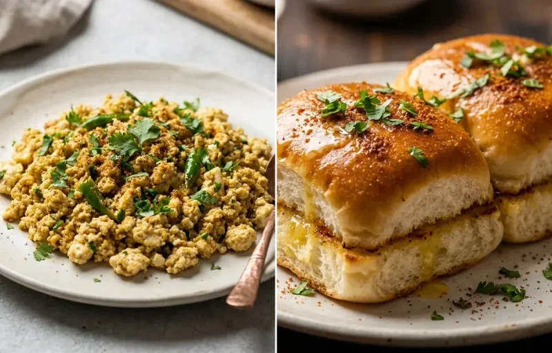 Paneer Bhurji with Toasted Pav