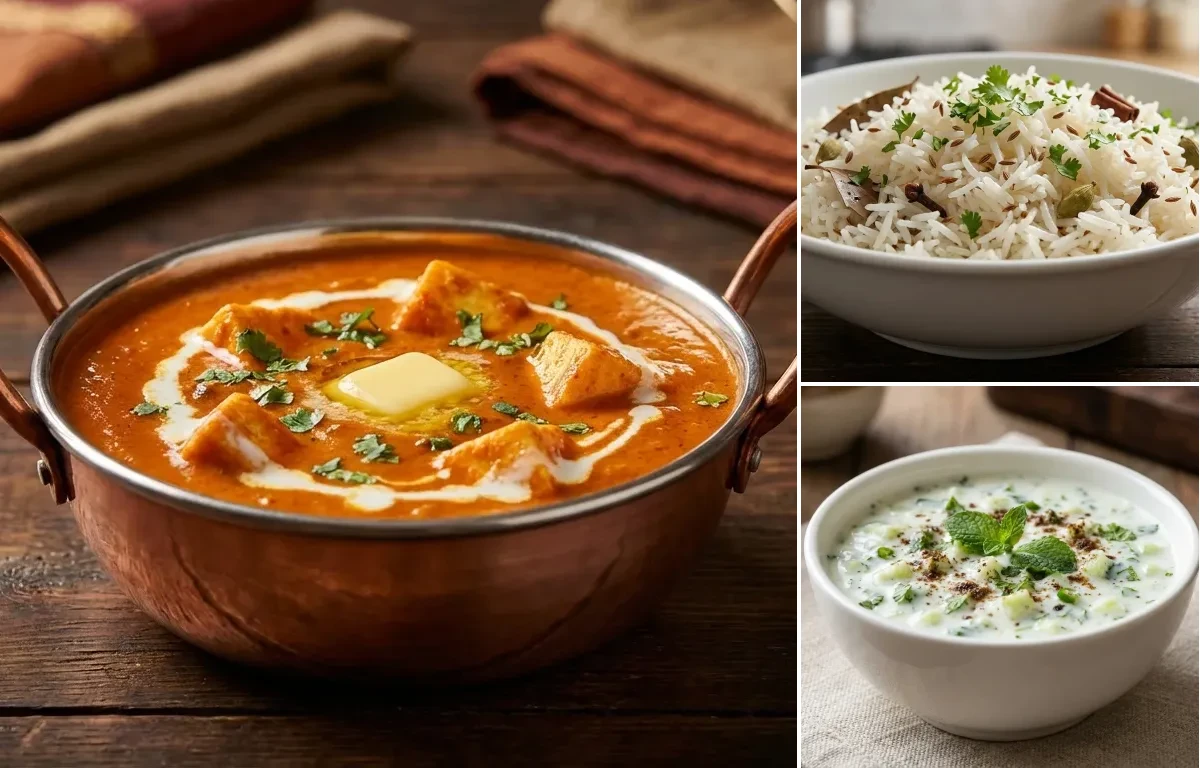Paneer Butter Masala with Cucumber Raita