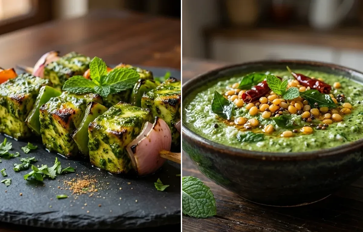 Paneer Hariyali Tikka with Pudhina Chutney