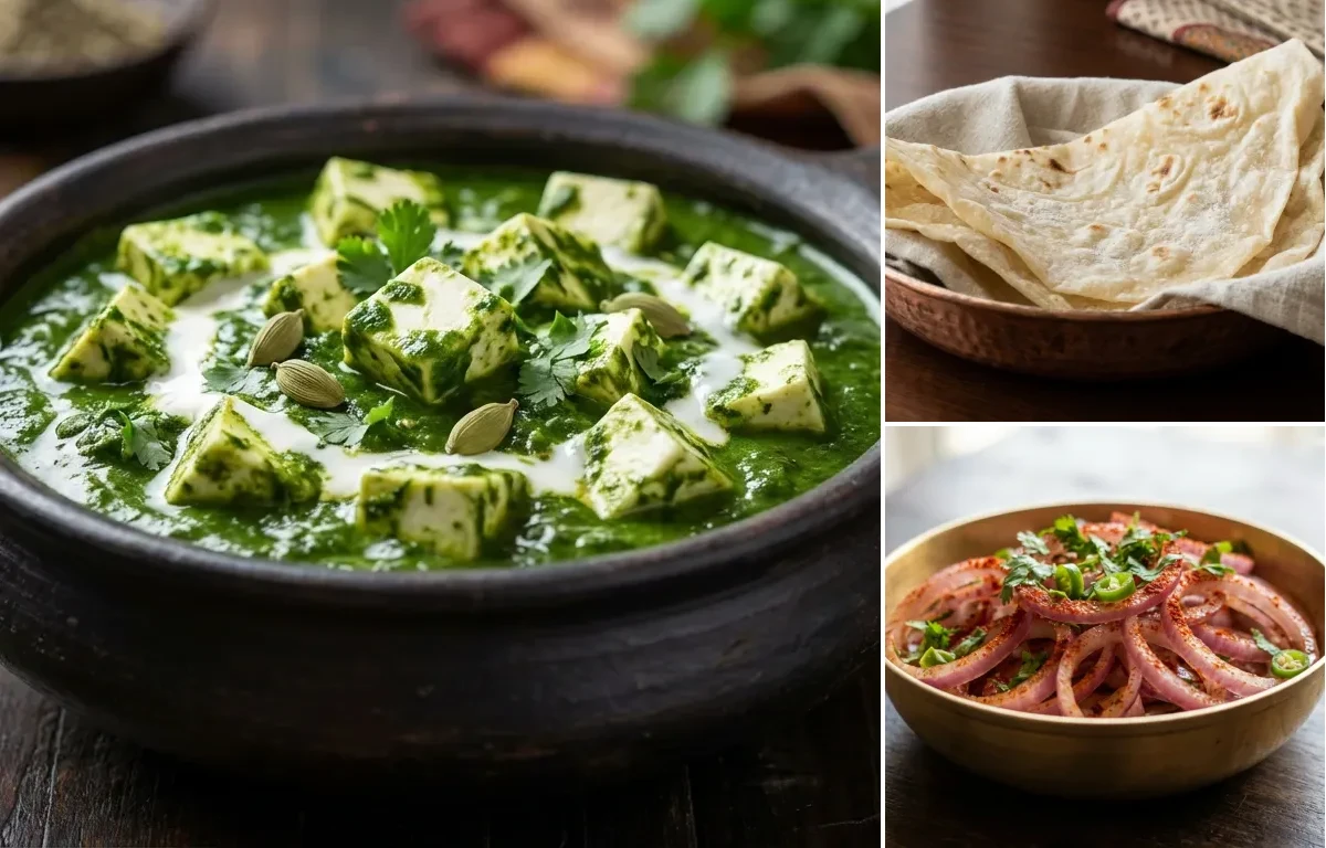 Paneer Hyderabadi with Roomali Roti and Onion Salad