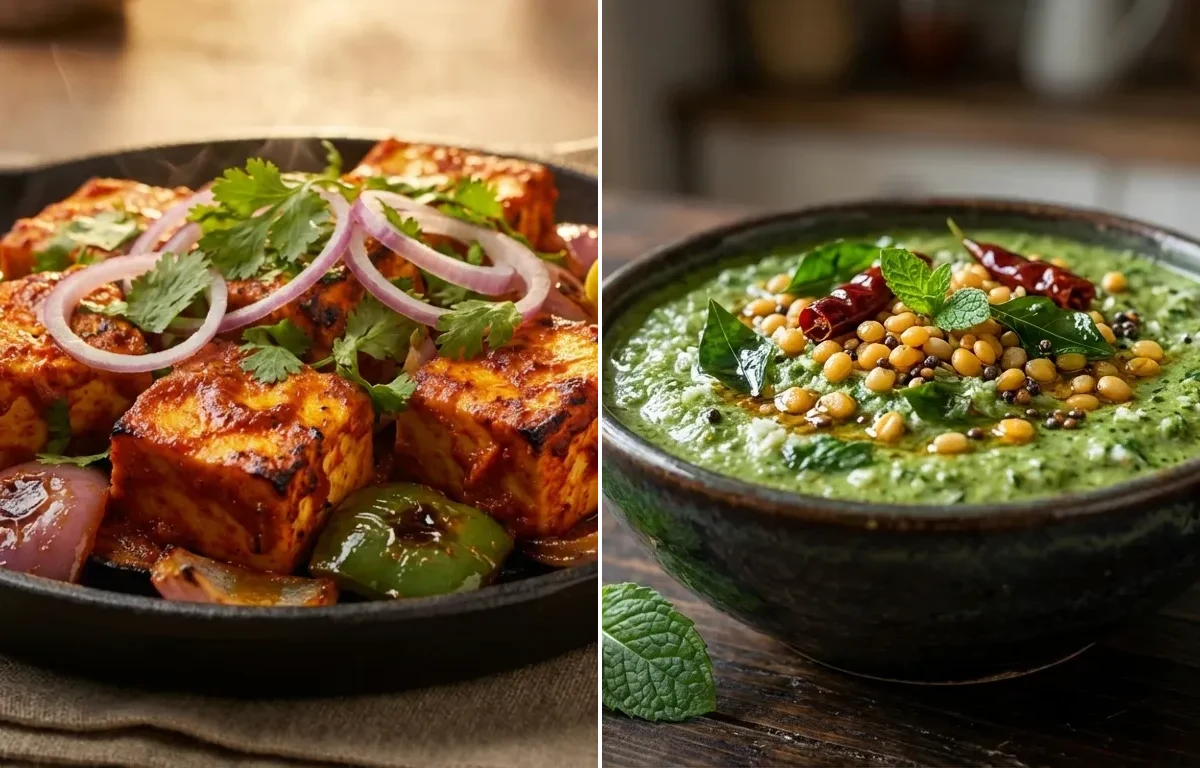 Paneer ke Sooley with Pudhina Chutney
