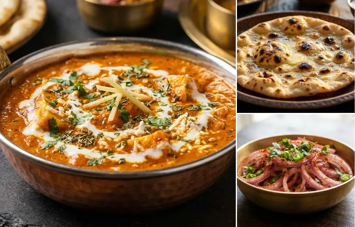 Paneer Lababdar with Tandoori Roti and Onion Salad