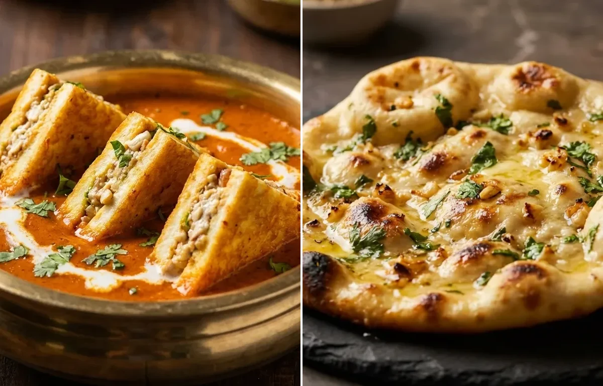 Paneer Pasanda with Garlic Naan