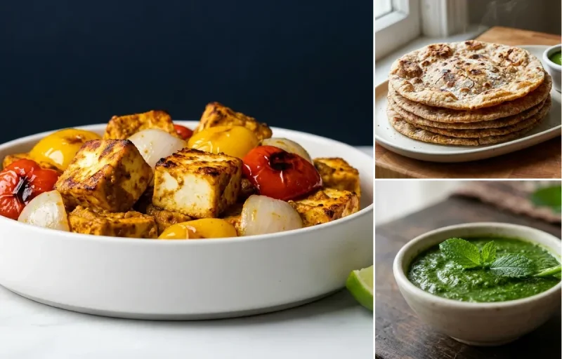 Paneer Tikka (baked) + Multigrain Roll