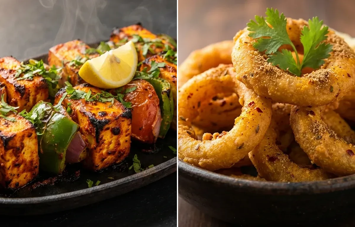 Paneer Tikka with Indian Onion Rings