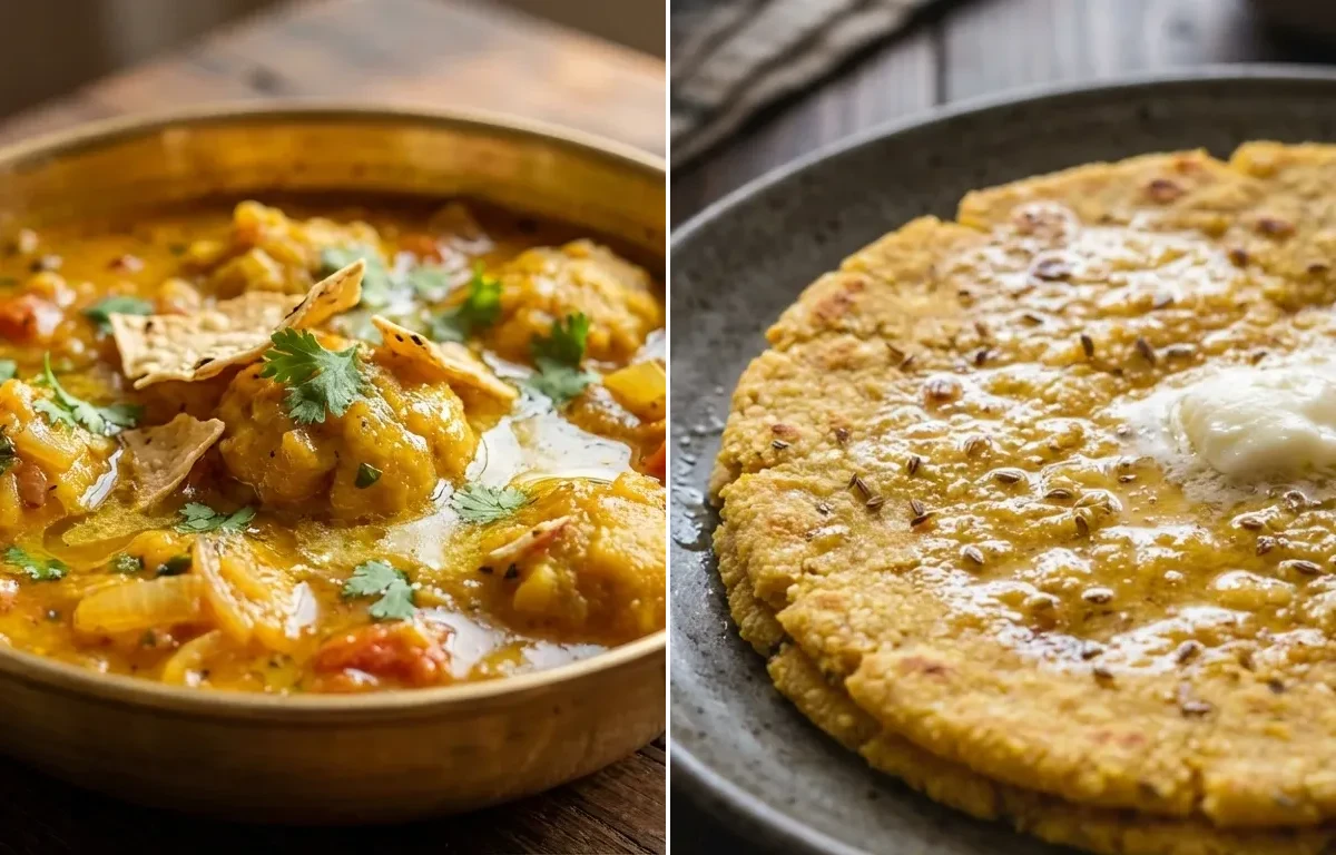 Papad Mangodi ki Sabzi with Makki di Roti