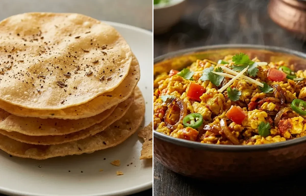Papadum with Anda Bhurji
