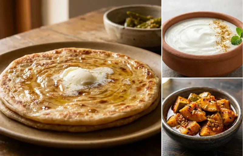 Paratha with Dahi and Aam ka Achar