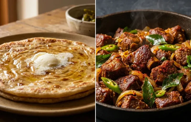 Paratha with Dry Mutton Fry