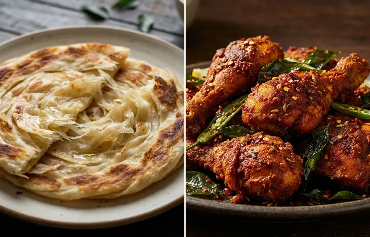 Parotta with Chicken Fry