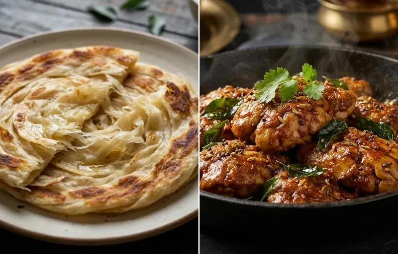 Parotta with Moolai Varuval