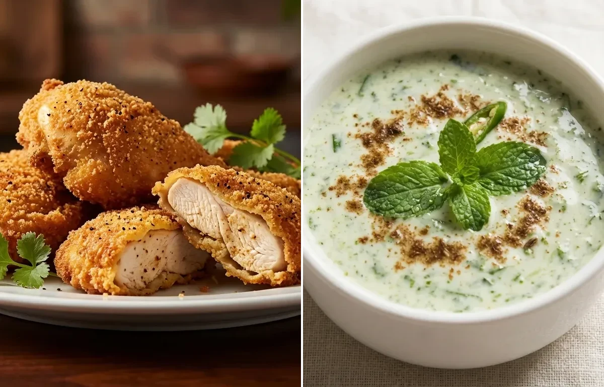 Parsi Fried Chicken with Mint Raita