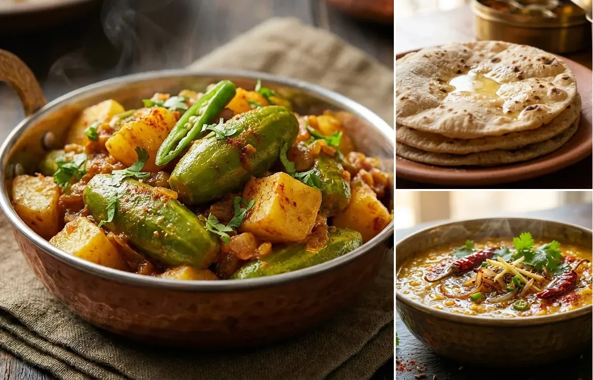 Parwal Sabzi with Roti and Dal Tadka