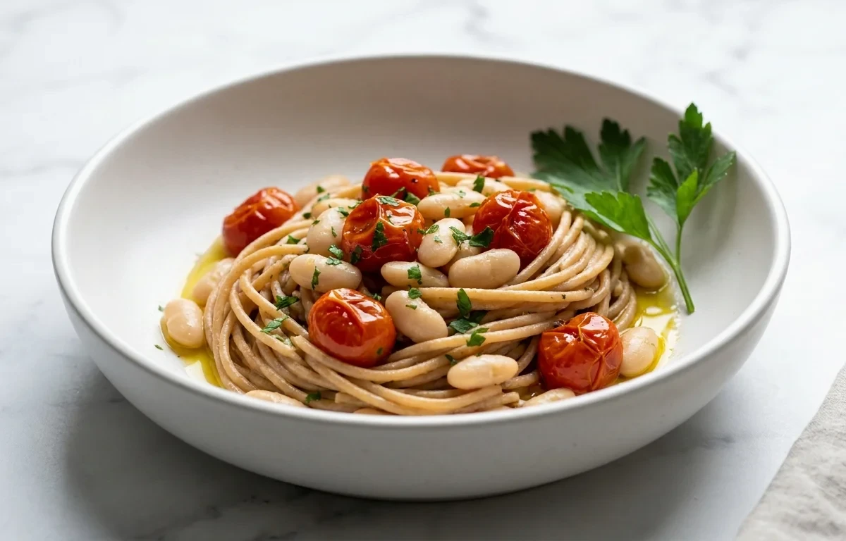Pasta with White Beans and Tomatoes NAFLD Fatty Liver