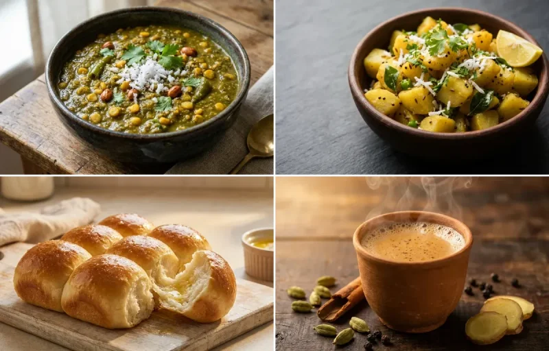 Patal Bhaji with Batata Sukhi Bhaji and Ladi Pav