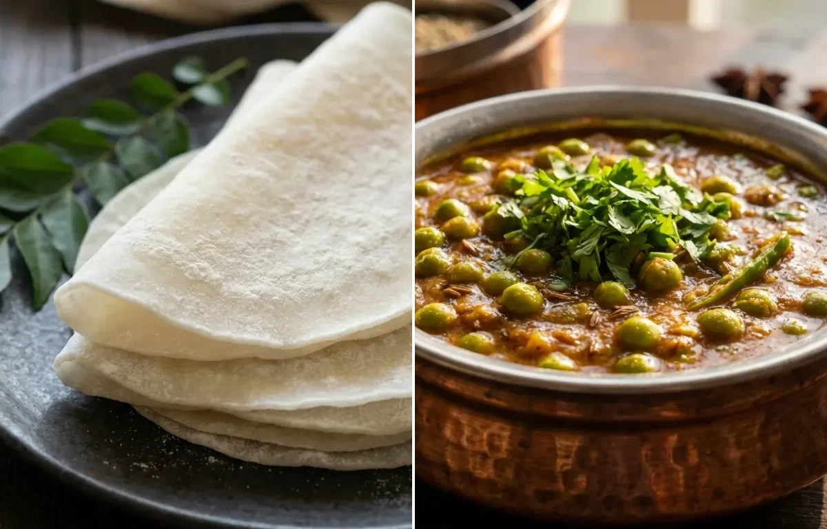 Pathiri with Green Peas Masala Curry