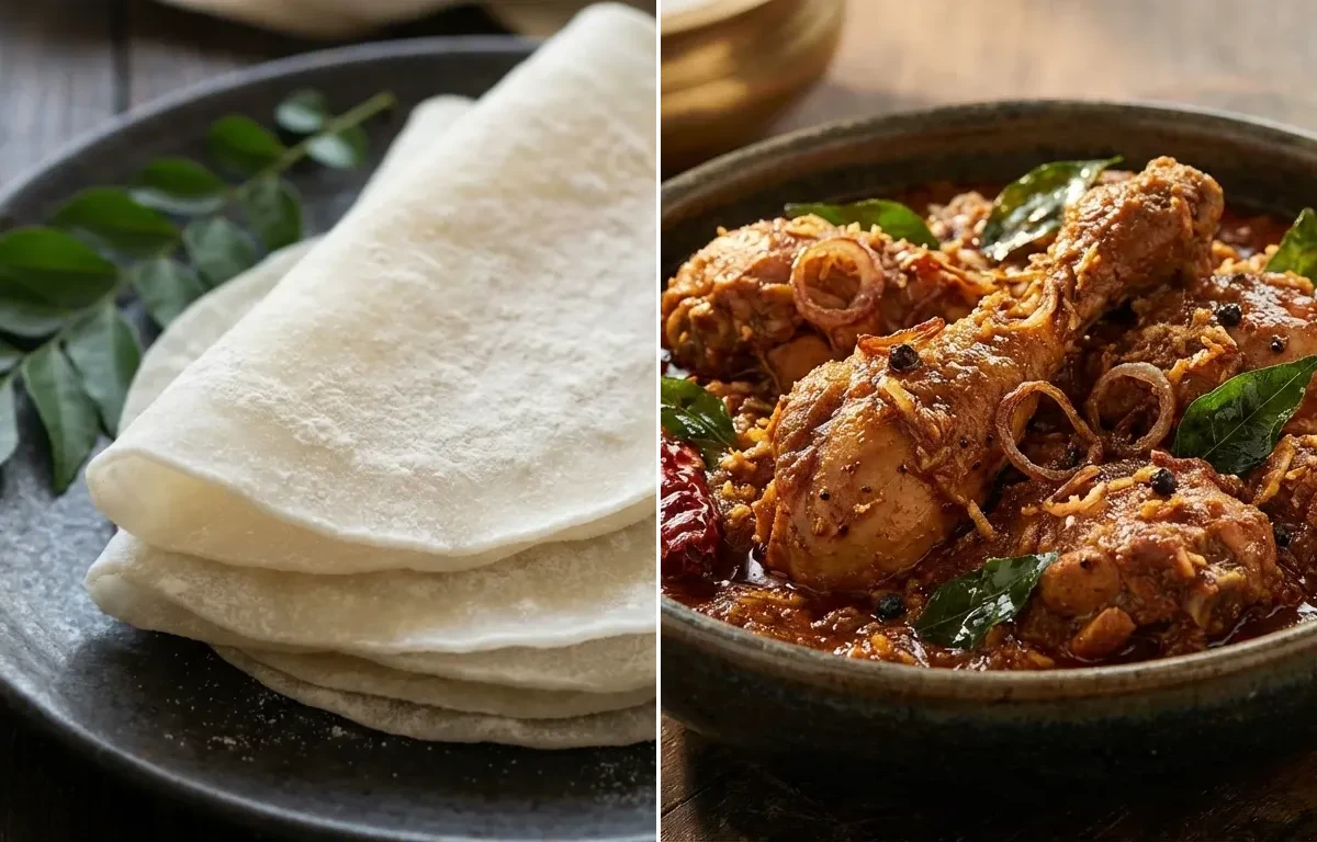 Pathiri with Kozhi Varutharachathu