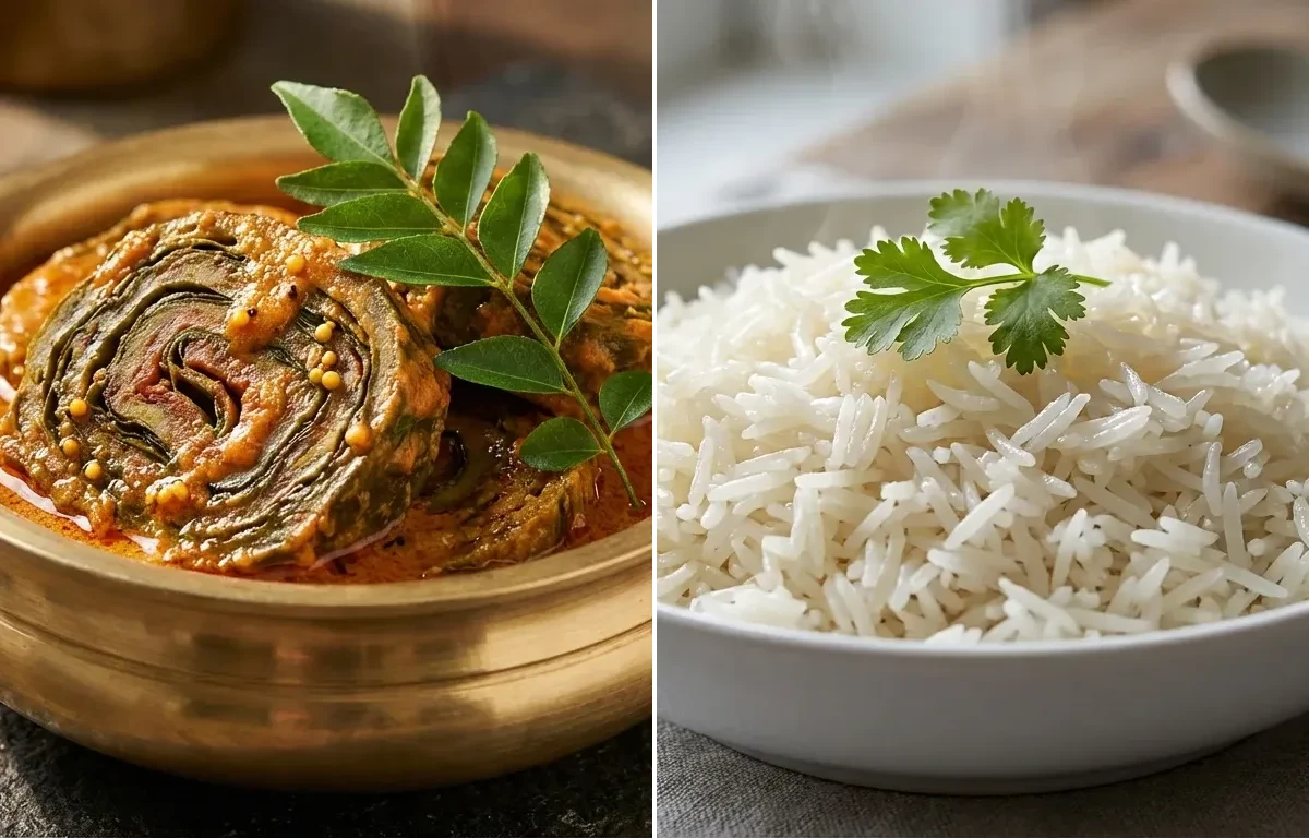 Pathrode Gassi with Boiled Rice