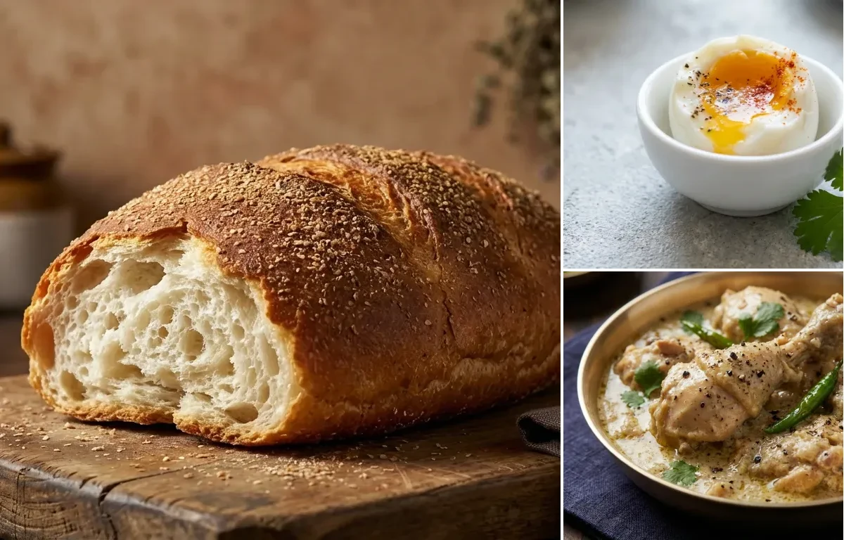 Pauruti with Half Boiled Egg and Chicken Golmorich