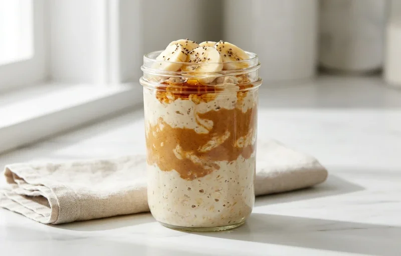 Peanut Butter Banana Oats + Milk