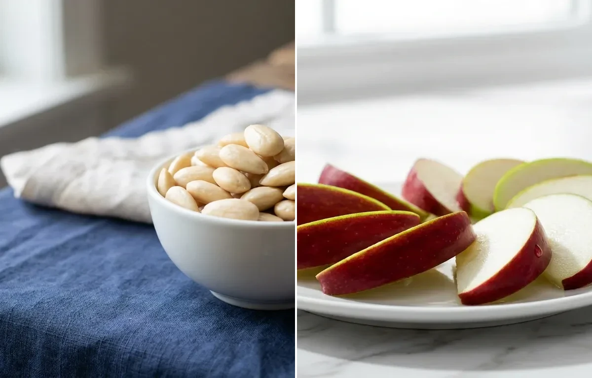 Peeled Almonds with Apple Slices