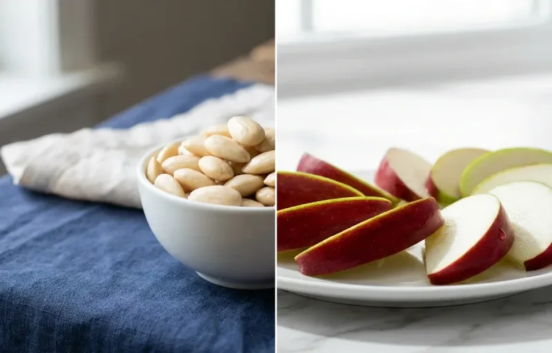 Peeled Almonds with Apple Slices