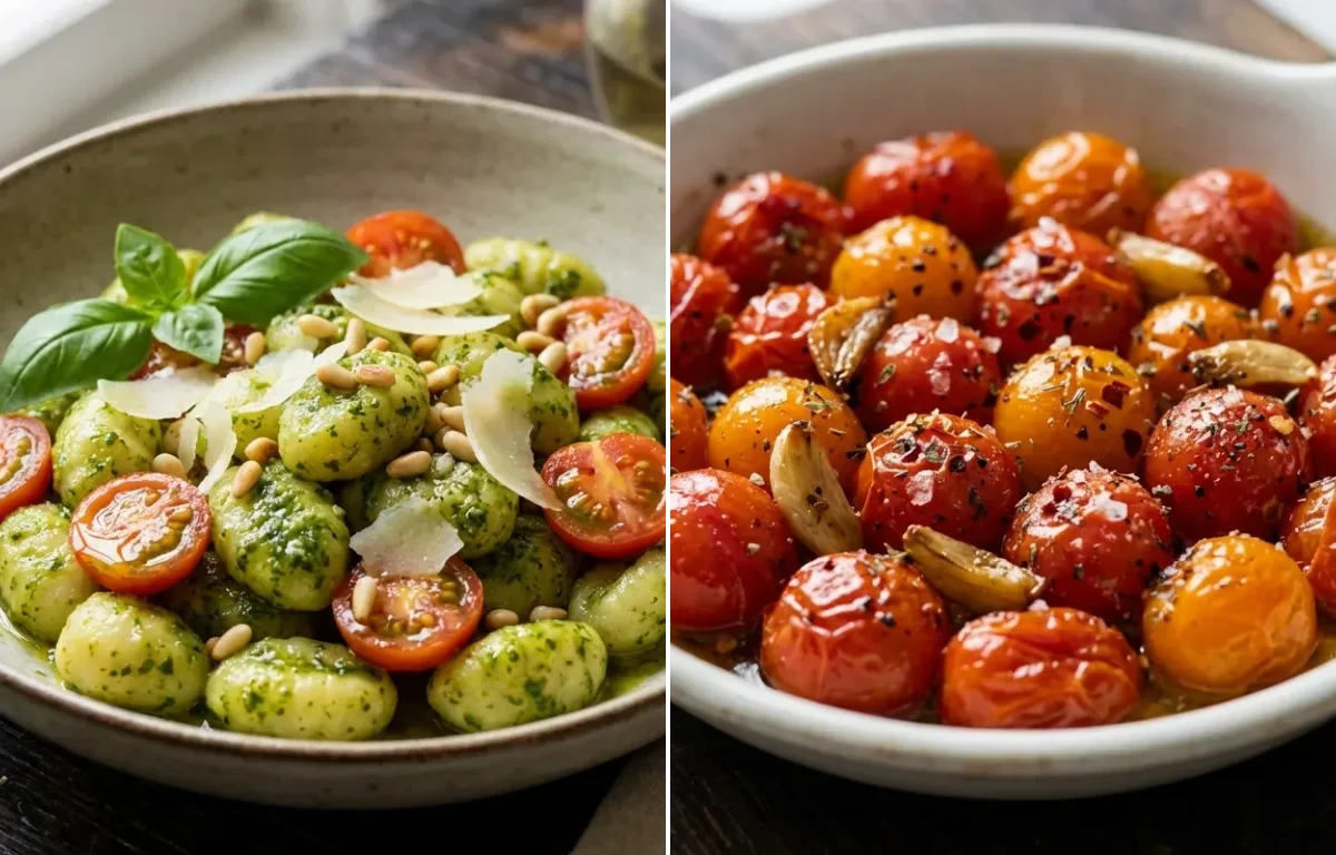 Pesto Gnocchi with Roasted Cherry Tomatoes