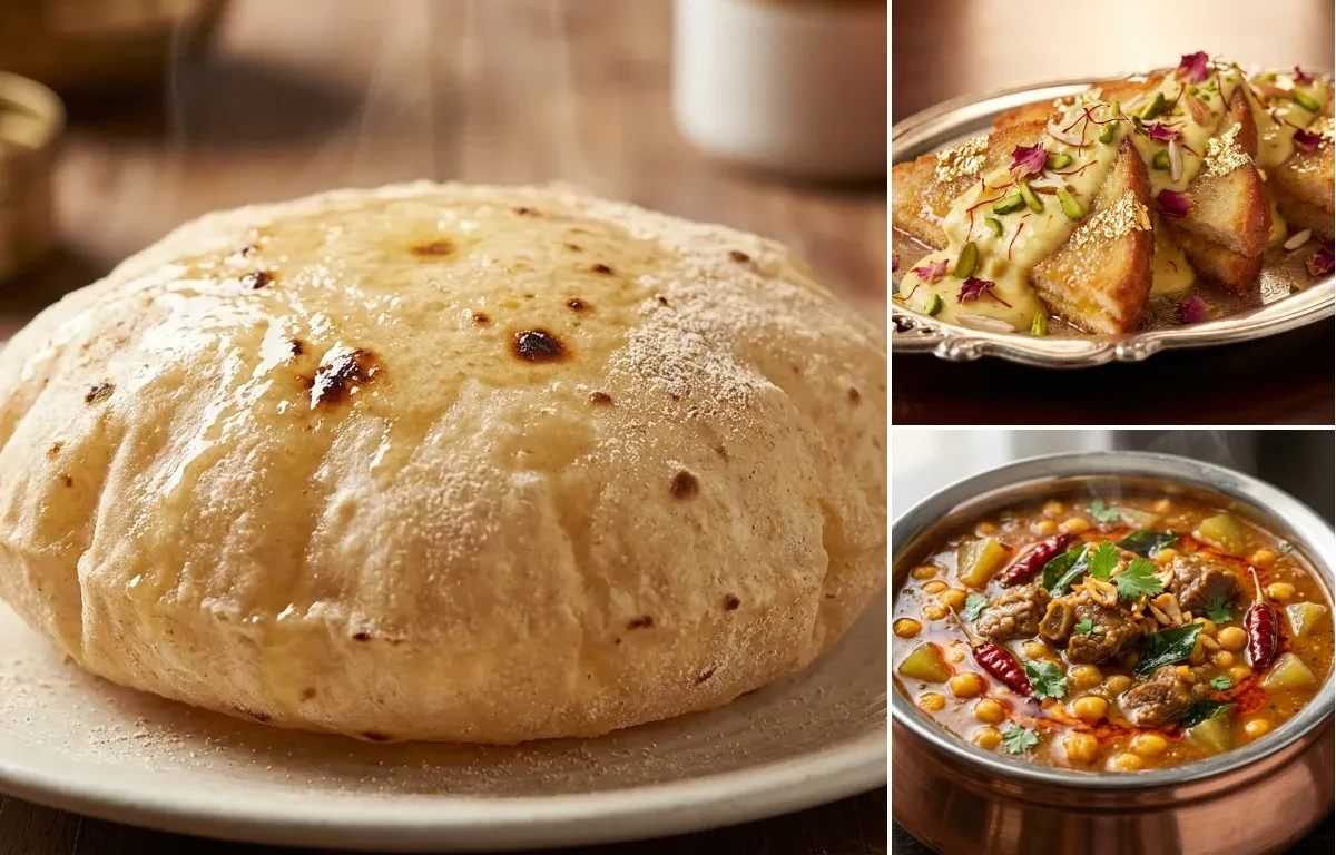 Phulka with Shahi Tukda and Hyderabadi Mutton Dalcha