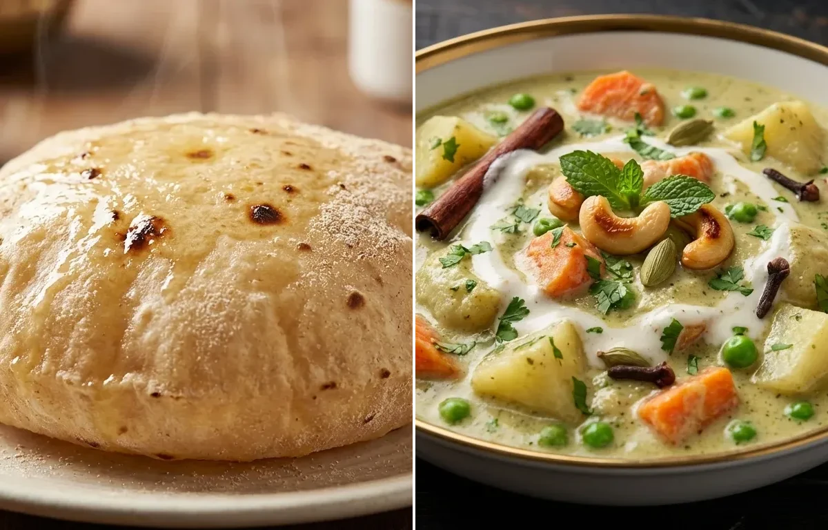 Phulka with Hyderabadi Vegetable Kurma