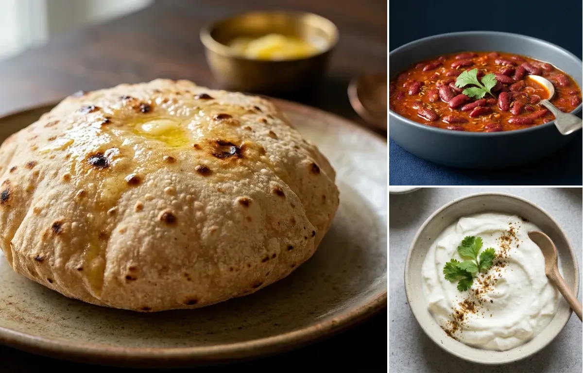 Phulka with Rajma with Jeera Rice with Plain Dahi