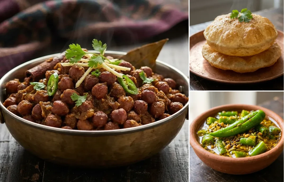 Pindi Chana with Bhature and Green Chilli Pickle