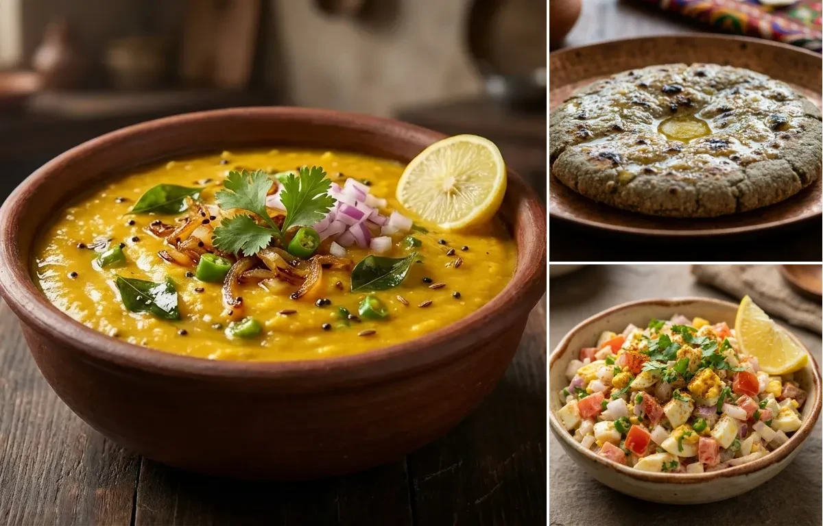 Pithla with Bajra Roti and Indian Egg Salad