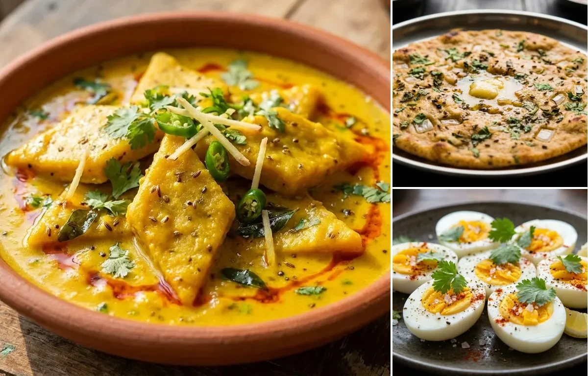 Pithod ki Sabzi with Missi Roti and Boiled Egg