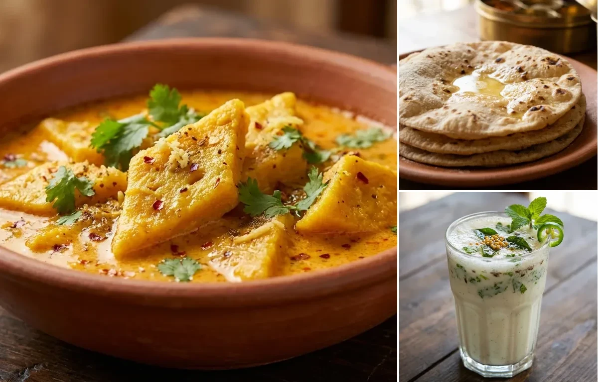 Pitod ki Sabzi with Roti and Masala Chaas
