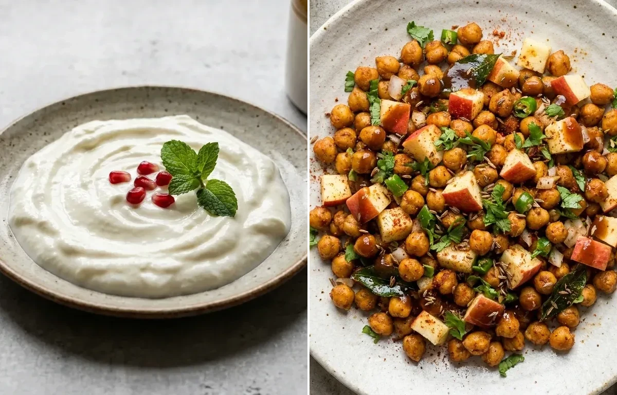 Plain Curd with Roasted Chana With Apple